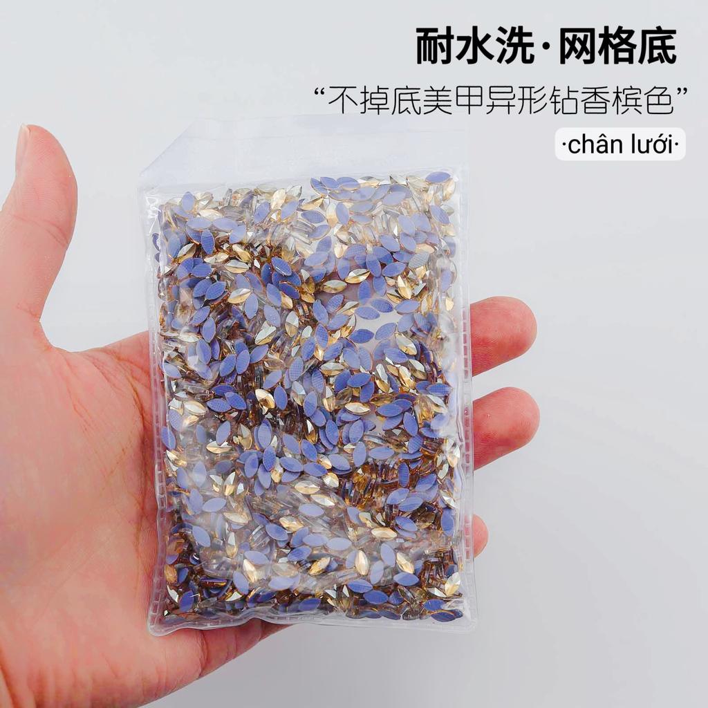 Mesh Bottom Nail Art Diamond, Champagne Special-Shaped Diamond, Small Size, No Bottom Nail Drill, Washable Flat Bottom Special-Shaped Whole Batch