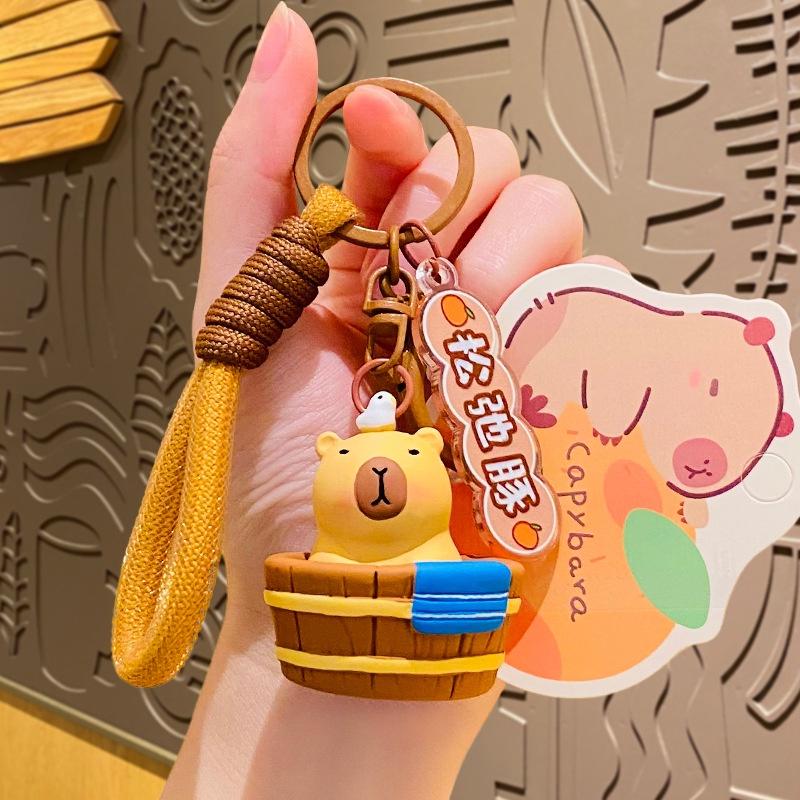 

Plush Capybara Cartoon Keychain Pendant Car Bag Charm Couple Presents Keyring StyleD