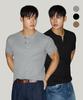 Michikoleondeonseupocheu [2Pack] Waffle Henley Neck Muscle Fit Short Sleeve T-Shirt