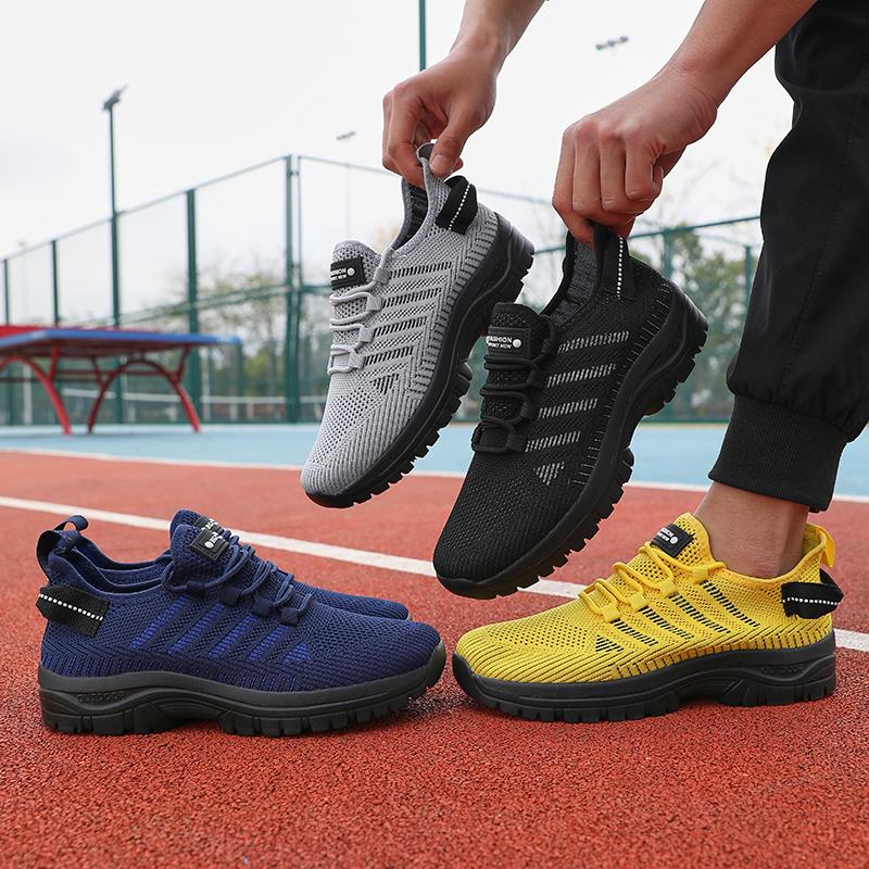 Comfortable Men's Running Shoes Mesh Breathable Soft Sole Comfortable Lace Up Shoes Lightweight Summer Exercise Tennis Shoes