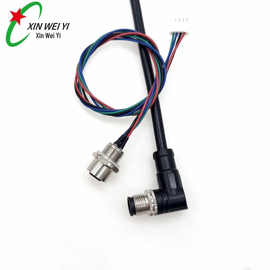 M12 Shielded Elbow Waterproof Connector for Sensor Automation Wiring Harness