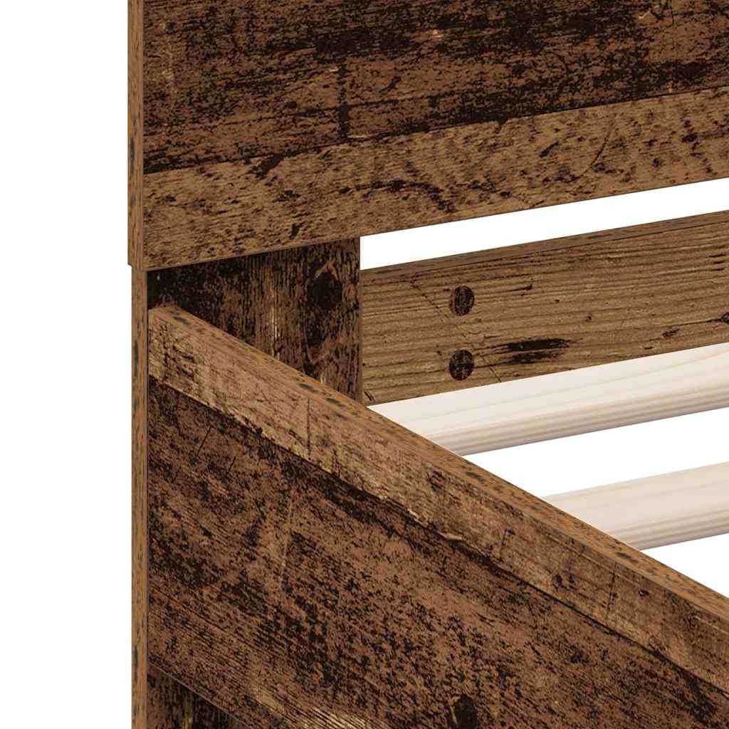 LED Bed Frame with Reclaimed Wood Finish 120 x 190 cm Particleboard