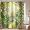 Enchanted Forest Shower Curtain Jungle Green Tree Shower Curta for Bathroom Spring Garden Fairy Tale Bath Curtain Decor Fabric Washable with 12 Hooks