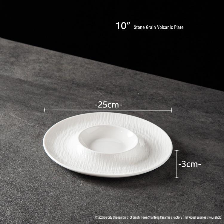 European Ceramic Plate: Large Underglaze Color Stone Texture Soup Bowl, Microwave Safe for Restaurants and Hotels