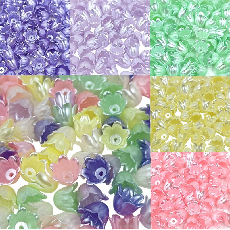 Fashion 20PCS 8.5*11mm Acrylic Imitation Pearl Color Elegant Creative Hair Accessories New DIY Hairpin Flower Colorful