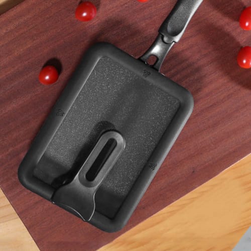 Rectangular Pot Cover, Silicone, Easy To Use, Safe, Thick, Clear Glass, Stand-Up, Black (13*18cm)