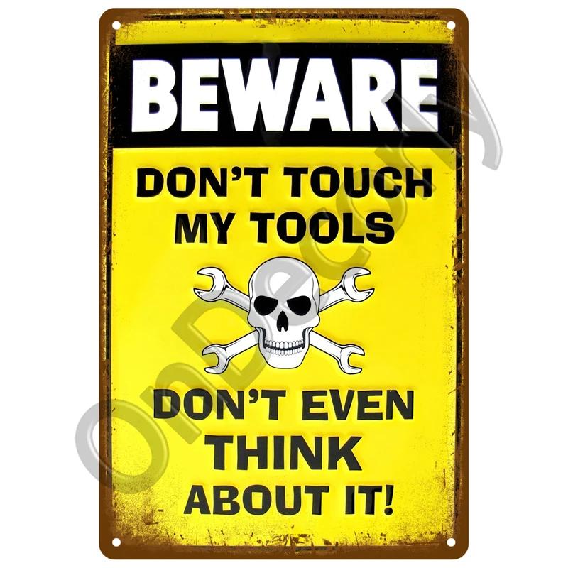 Retro Metal Warning Sign  Vintage Tin Wall Decor for Home Room Bar Garage Cafe Club Man Cave Pub  Mural Plate Poster Art