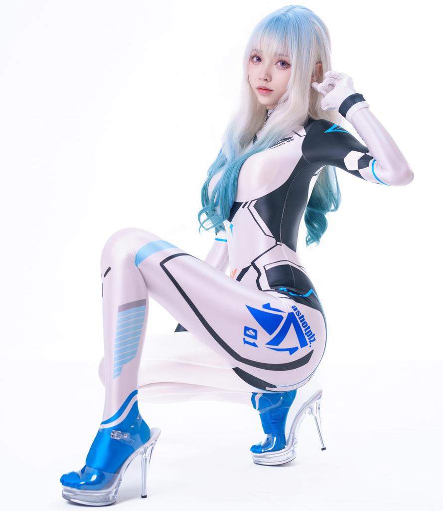 Sexy Full Body Tights with Back Smooth and Shiny Dance Tights for Cosplay LOST-G Gloves, Zipper, (Size L, WHITE)