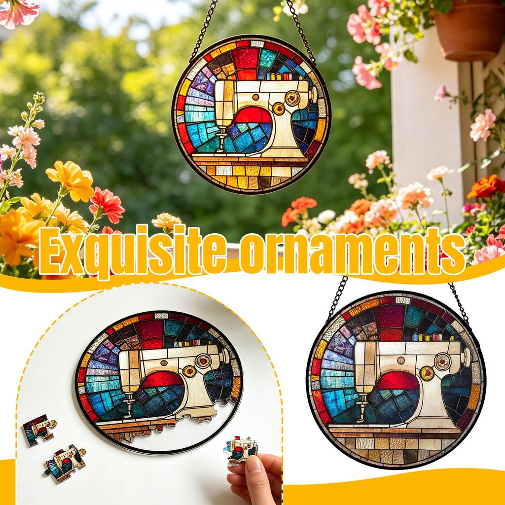 Stained Glass Window Hanging Puzzle Pendants Garden Kitchen Sunroom Home Décor