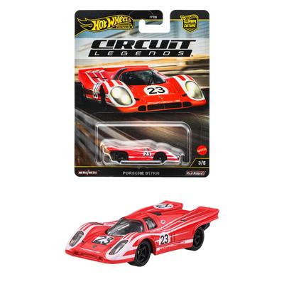 Hot Wheels Car Culture Circuit Legends Porsche 917KH Vozidlo Hračka Kovový model auta pro věk 3 a JBK63 Nahoru, Červená,