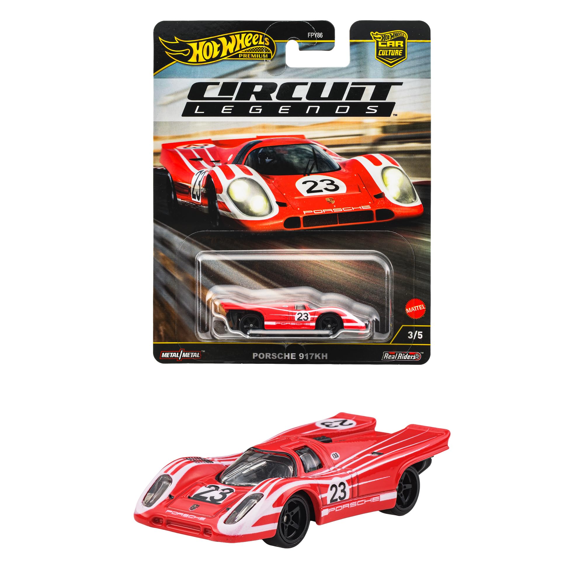 

Hot Wheels Car Culture Circuit Legends Porsche 917KH Vehicle Toy Diecast Car for Ages 3 and JBK63 Up, Red,