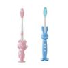 Set of 4 Cartoon Bear and Rabbit Children's Soft Toothbrushes with Suction Cup Base