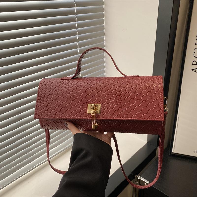 Textured Woven Faux Leather Shoulder Bag for Women Large Capacity Casual Crossbody Purse Trendy Daily Handbag CLE
