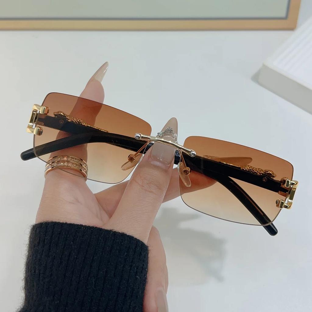 1 Stück Modische Damen Herren Sonnenbrille Rahmenlos Rechteckig Personalisierte Sonnenbrille für den Alltag Vintage Sonnenbrille