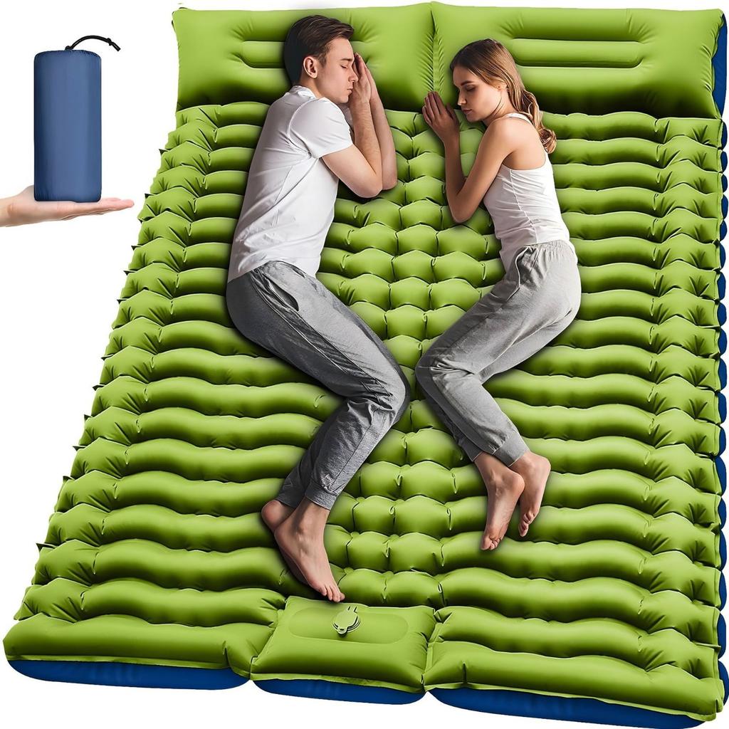 Colchoneta de Dormir para Acampar, Colchoneta de Acampar Ultraligera con Almohada, Colchonetas Inflables con Bomba de Pie Integrada, Compactas para Acampar y Mochilero
