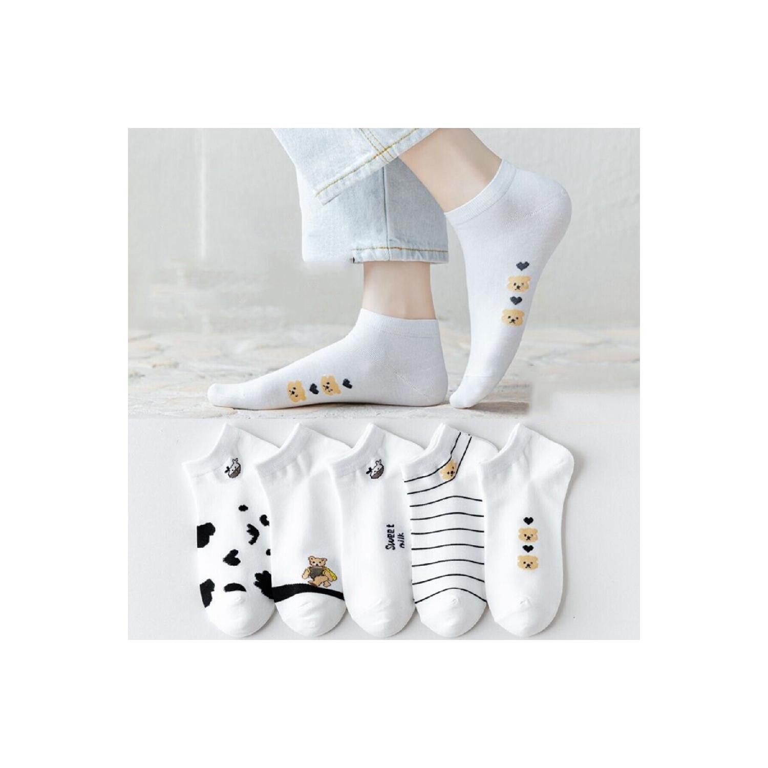 

5 пар белых женских носков с рисунком панды/коровы 36 - 40 белый