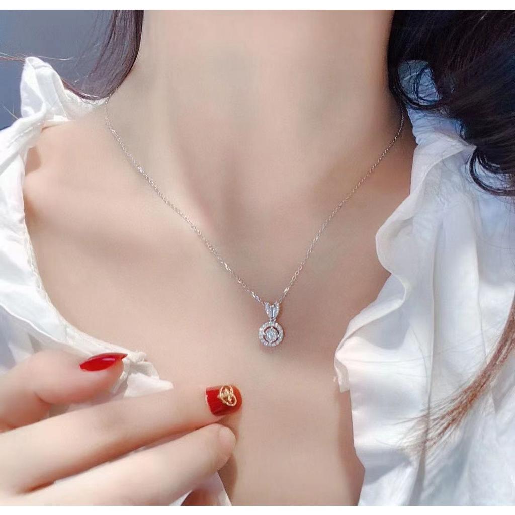 Klasický kulatý diamantový náhrdelník, evropský a americký módní zirkonový přívěsek, dámské stříbrné šperky