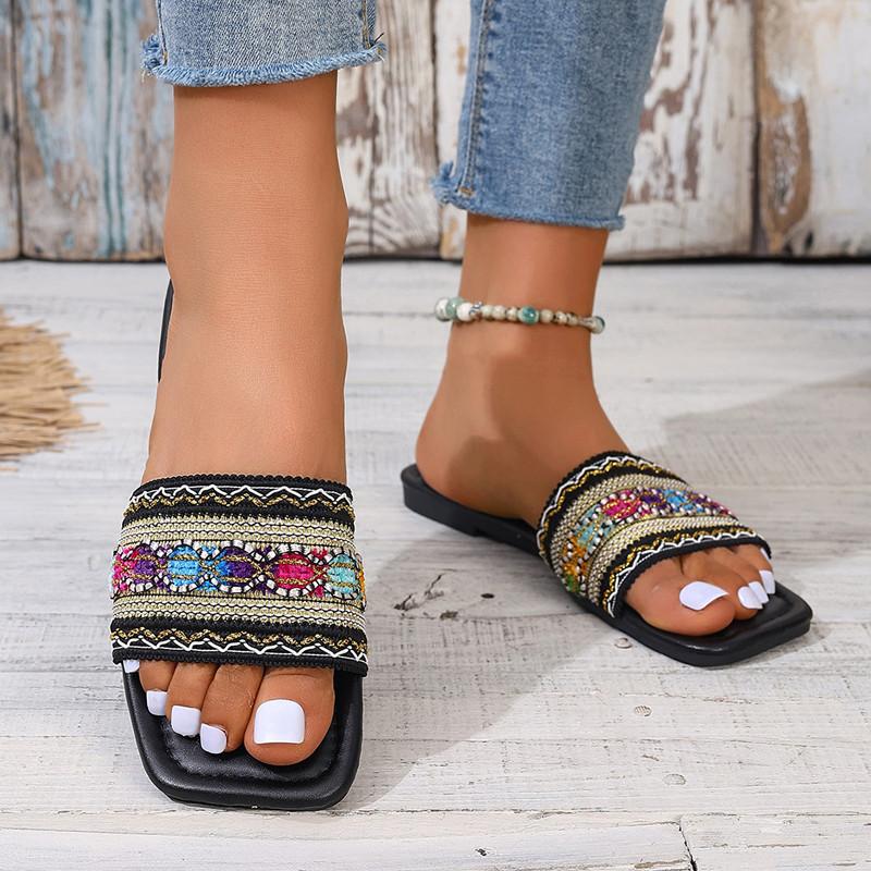 

Женские сандалии на плоской подошве, женские тапочки, женская обувь, летние тапочки 36 чёрный