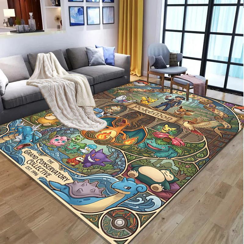 Pokemon Pattern Rug, Indoor/Outdoor Mat, for Picnic, Gameroom, Bedroom, Office, Living Room, Home Decor Carpet, Birthday Gift
