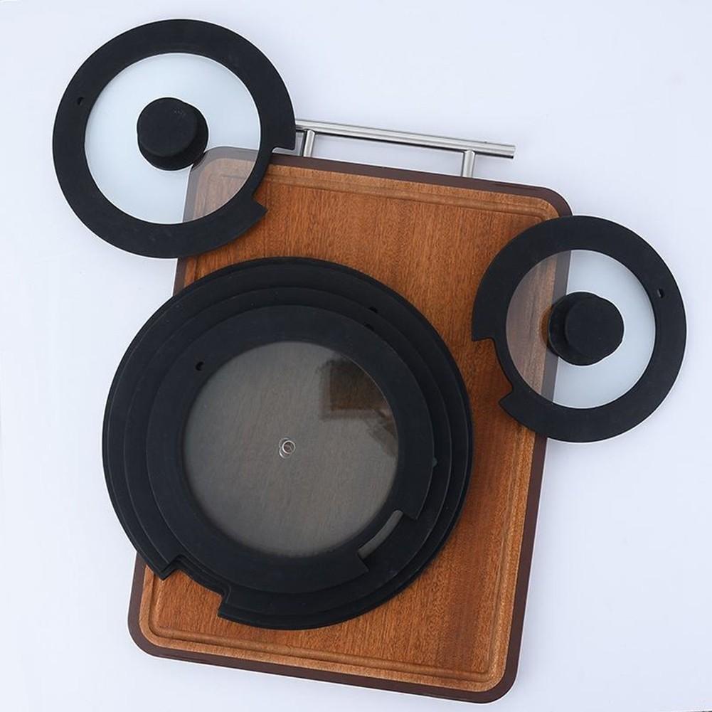Sleek Black and White Silicone Pot Lid Compatible with Different Sizes