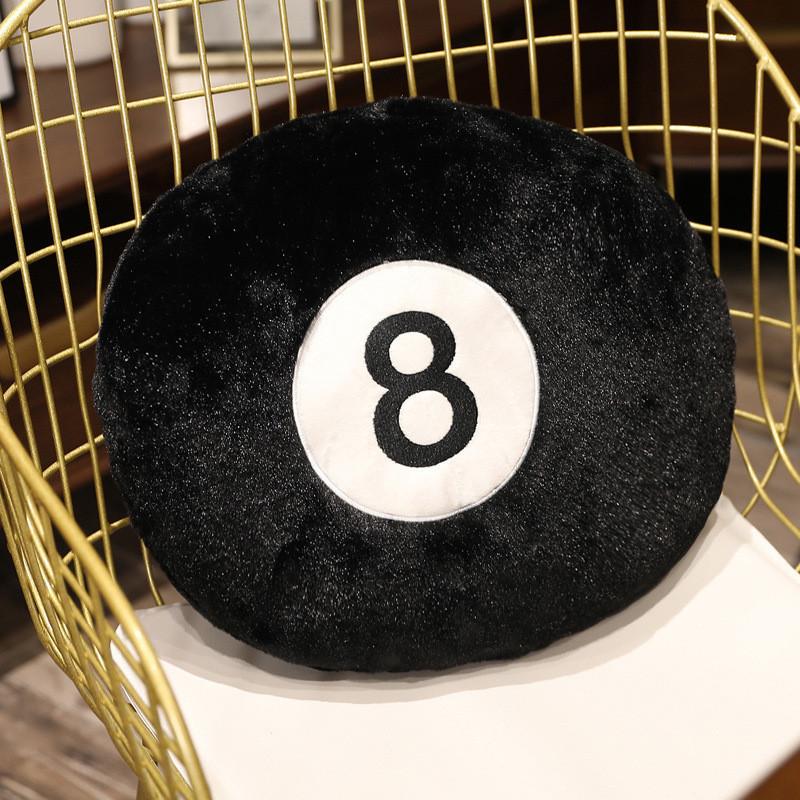 Creative Black 8 Billiards Pillow Plush Toy Sofa Cushion Nap Pillow Living Room Decoration Puppet