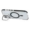 For iPhone 16 Magnetic Case TPU Acrylic Clear Phone Back Cover with Lens Protector Kickstand