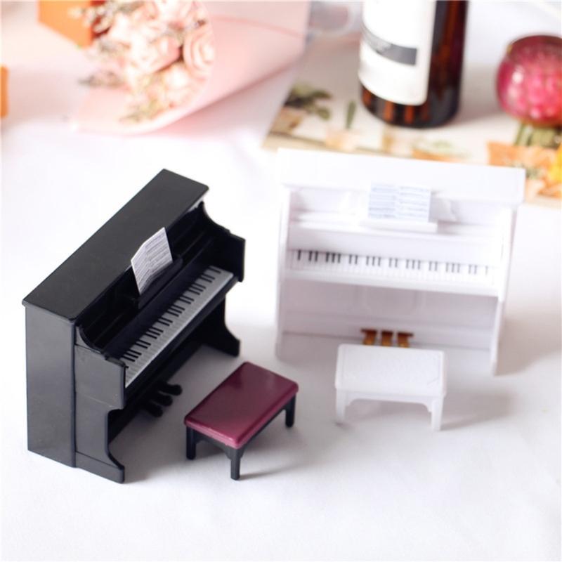 Plastik Puppenhaus Miniaturklavier mit Hocker Mini Puppenhaus Instrumentenmodell