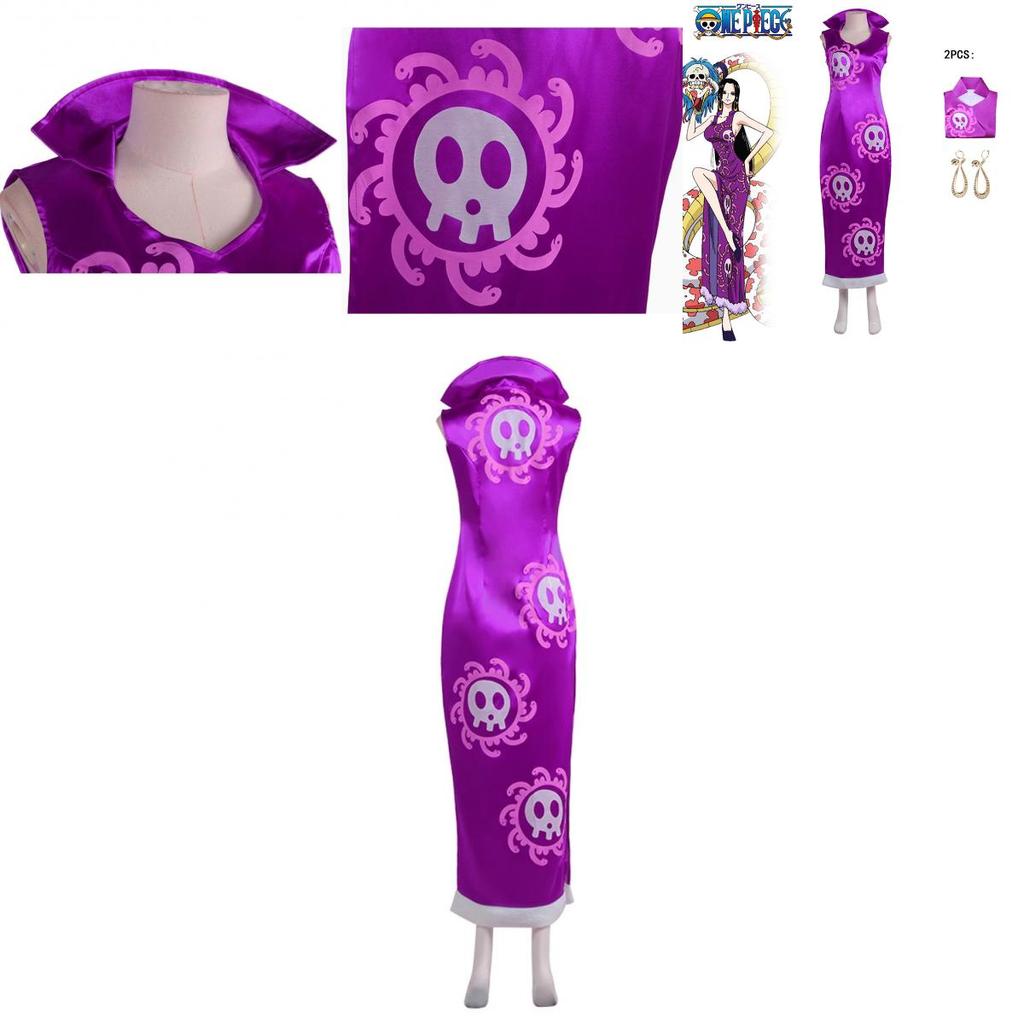 Costume Cosplay Boa Hancock di One Piece in Tessuto Raso per Festa di Halloween