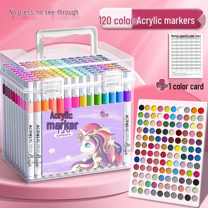 36-Color Waterproof & Washable Acrylic Marker Pens for Elementary Students: Opaque, Stackable, and Ideal for Children's Art Projects