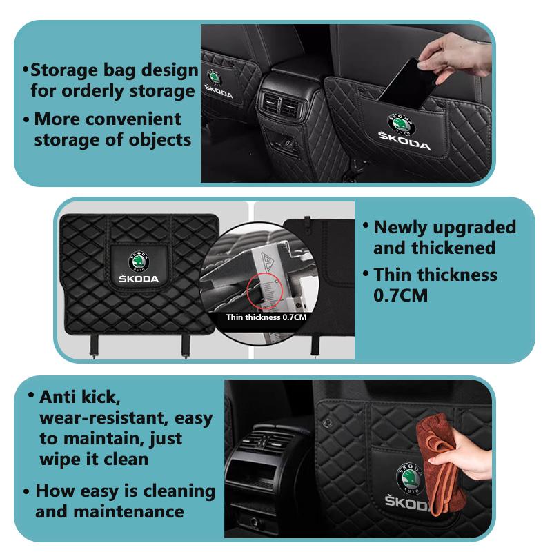 AAABR1 Car Anti-Kick Pad Seat Back Protector Cover For Skoda Octavia A5 A7 RS Fabia Superb Rapid Karoq