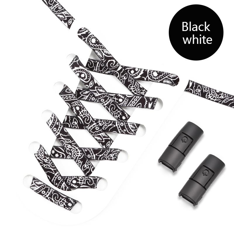 Nr. 8 bunte Press-Lock-Schnürsenkel ohne Bänder, Cashew-Blume, elastische Schnürsenkel, Sport, Kinder, Erwachsene, 8 mm dick, Tennis-Flats, Schnürsenkel ohne Bindeband