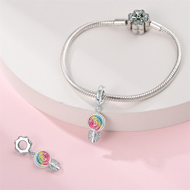 925 Silver Coffee Cake Bread Ice Cream Tea Beer Charms Pendant for 3mm Bracelets DIY Jewelry