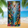 Floral Bird Print Large Quick Dry Beach Towel, Soft Thick Polyester for Yoga Swimming Running