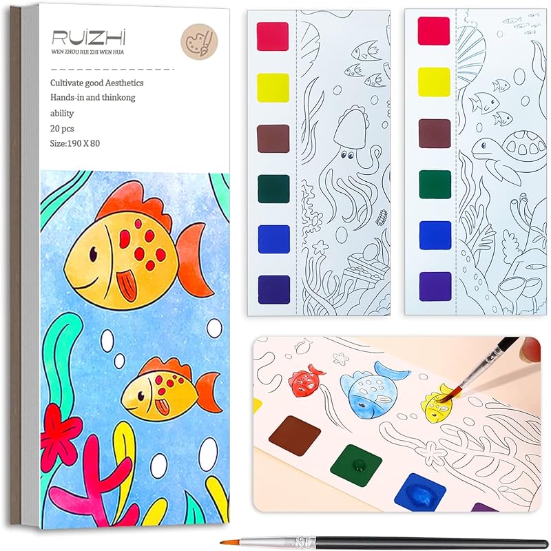JUNQIU 5Pack Water Color Paint Sets for Kids, Paint With Water Books for Kids Ages 4-8, Pocket Watercolor Painting Book, Arts and Crafts Kit Easter
