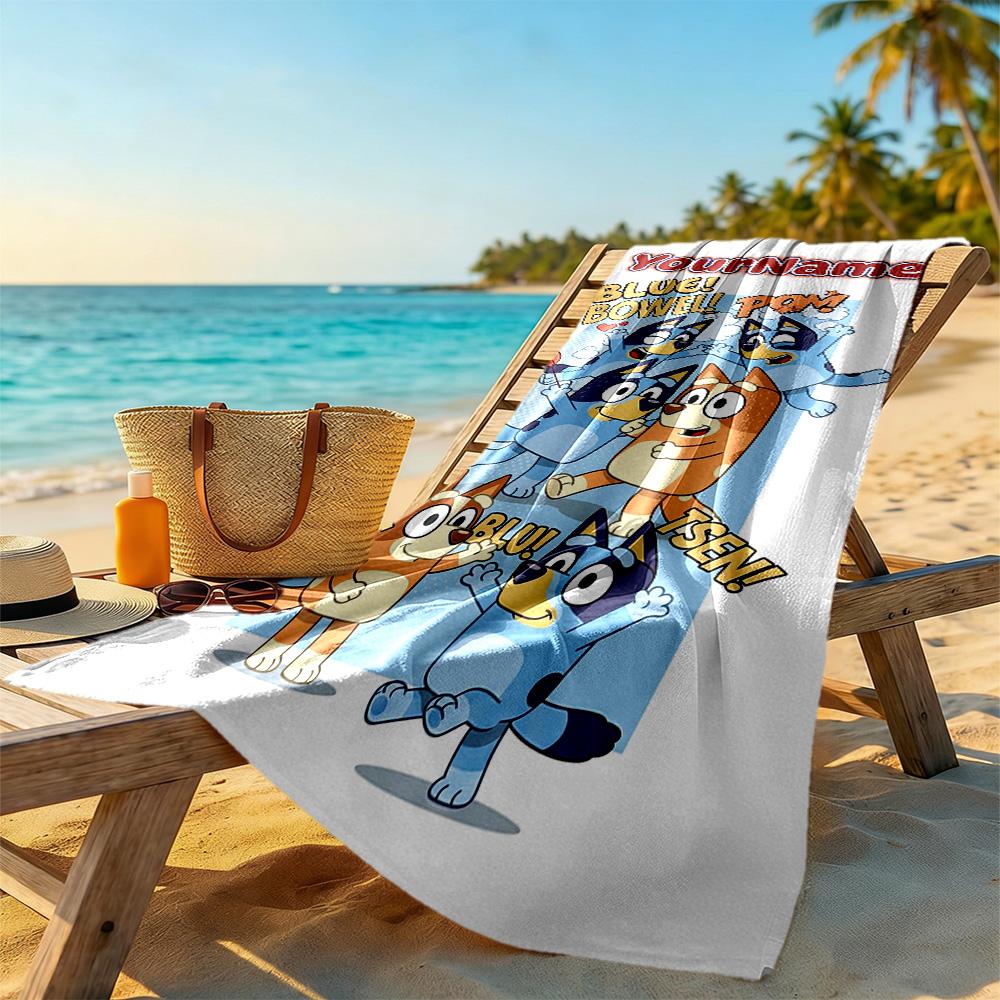 Bluey Personalized Text Beach Towel High Absorbency & Quick-Dry Portable for SwimmingBeachCamping Travel Beach AccessoriesGym