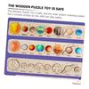Abaodam Wooden Solar System Puzzle Set, Planet Matching Board, 40x7x2cm, Educational for Kids Ages 3-5, Develops Hands-On Skills, Planet Recognition,