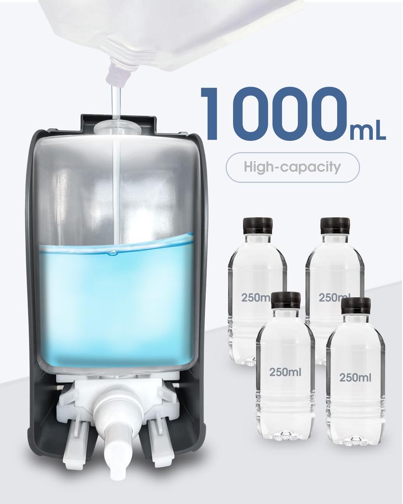 1000ML Foaming Hand Soap Dispenser Wall Mount Kitchen Bathroom Liquid Foam Soap Dispenser White Black Soap Dispenser Plastic