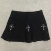 European and American summer personalized cross hot stamping design pleated A-line skirt for women