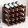Bamboo Wine Rack Holder Bar Cabinets Stackable Storage Cube Tabletop for Champagne Multilayer DIY Assembled Natural Wood Bottle Holder for Kitchen