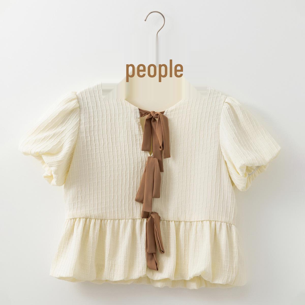 

Shiying Retro Bow Knit Square Neck Lace-Up Top Medium белый