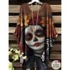 Damen T-Shirt Gothic Stil Bohemian Totenkopf Druck Locker Unregelmäßiger Saum Rundhalsausschnitt Kurzarm Shirt Oversize Y2k Sommerkleidung