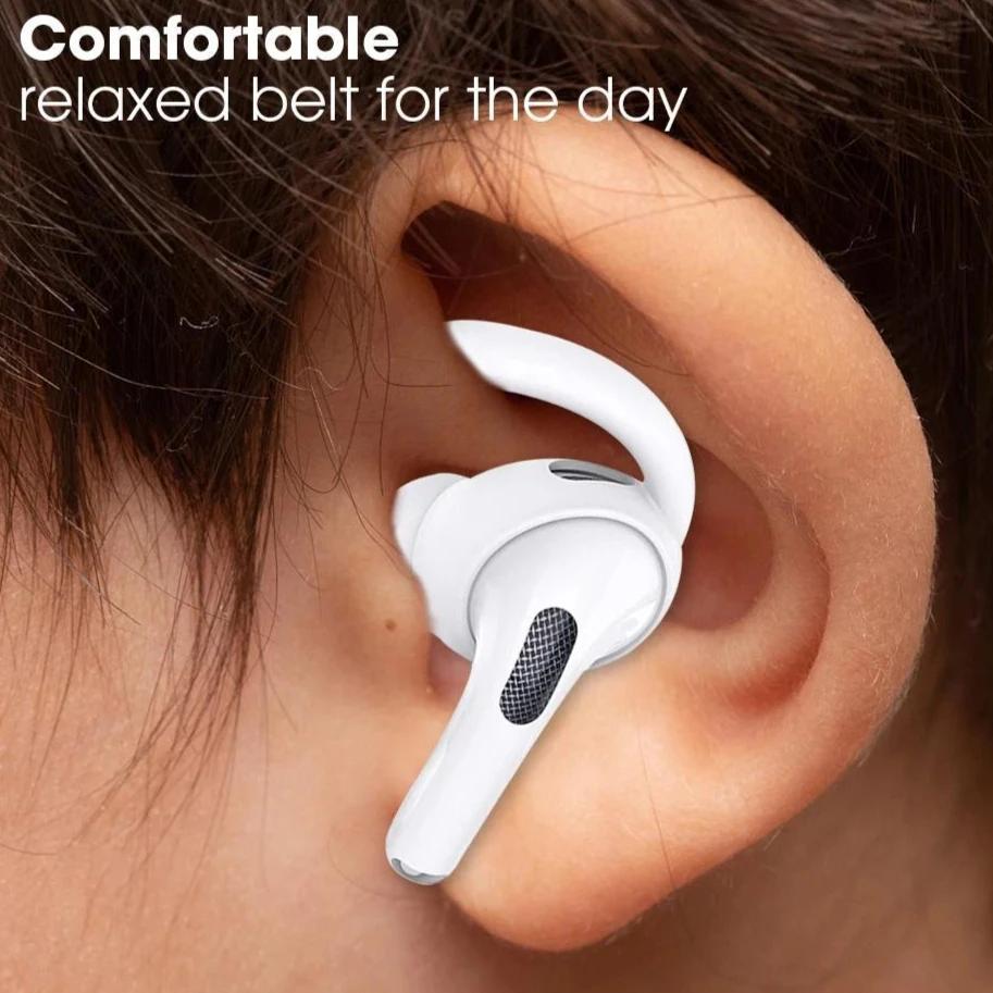 4 Pairs Soft Silicone Anti-Slip Covers for AirPods Pro, Comfortable Fit, Detachable Ear Hooks, Ergonomic Design, Black & White