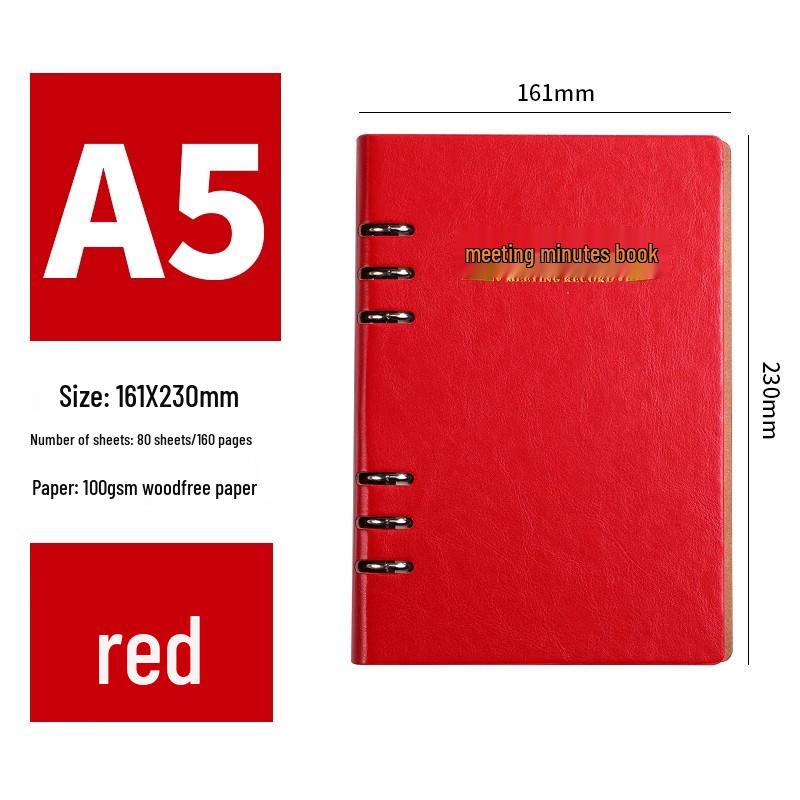 A4 Loose-leaf Meeting Notebook - Business Notepad for Minutes & Work Plan Notes