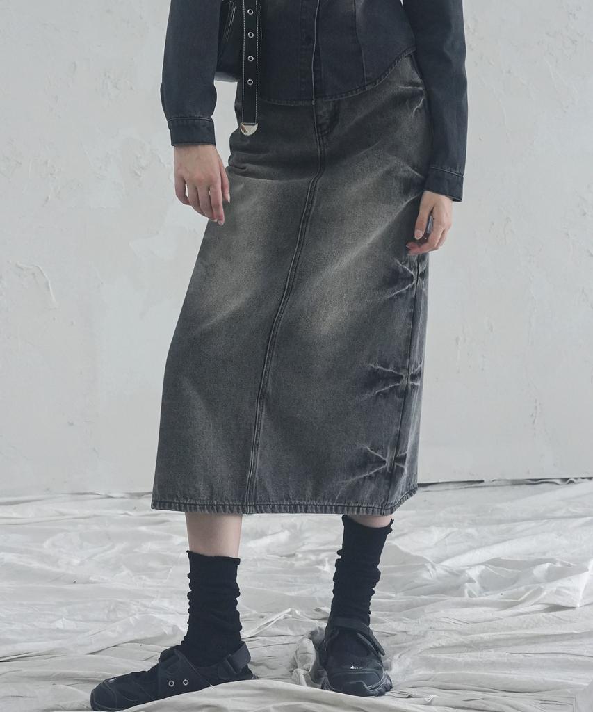 Urban Dress Pinch Long Denim Skirt - 2Col