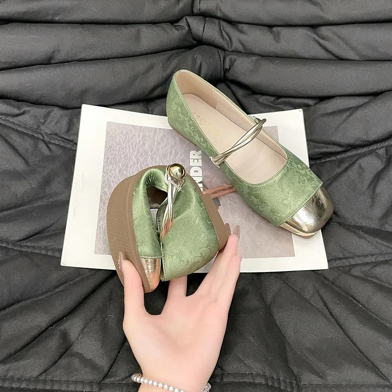 Elegant 2024 Bowknot Comfort Slip-On Ladies Shoes Ballerina Women's Flat Round Toe Leather Soft-soled Single Shoes Women Plus