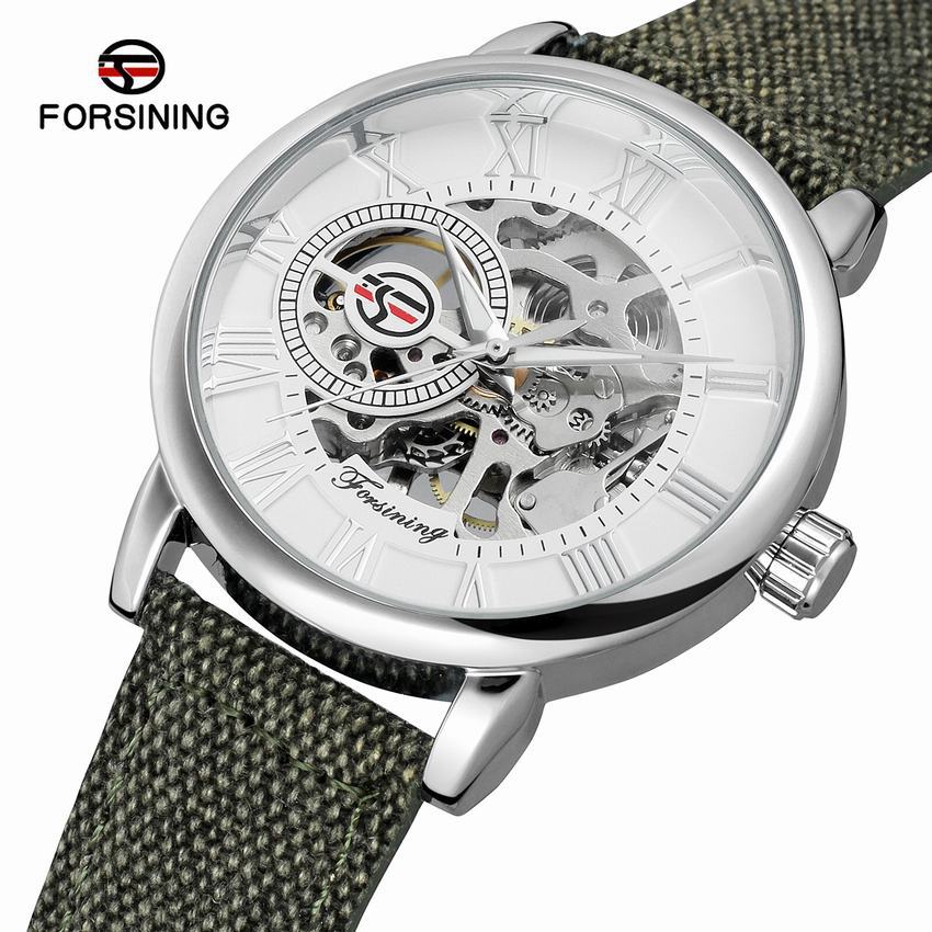 Forsining Watch Men's Fashion Casual Vintage Hollow Out Mechanical Watch