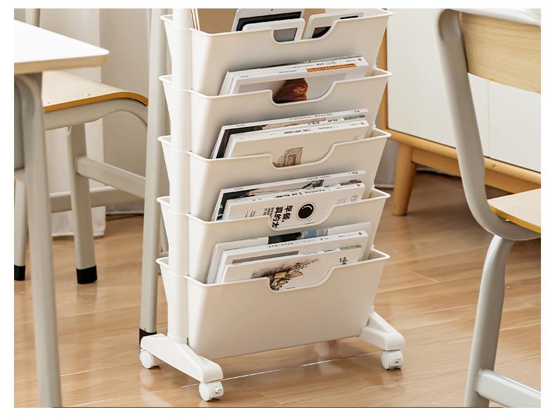 Mobile Bookshelf with Wheels for Classroom or Desk
