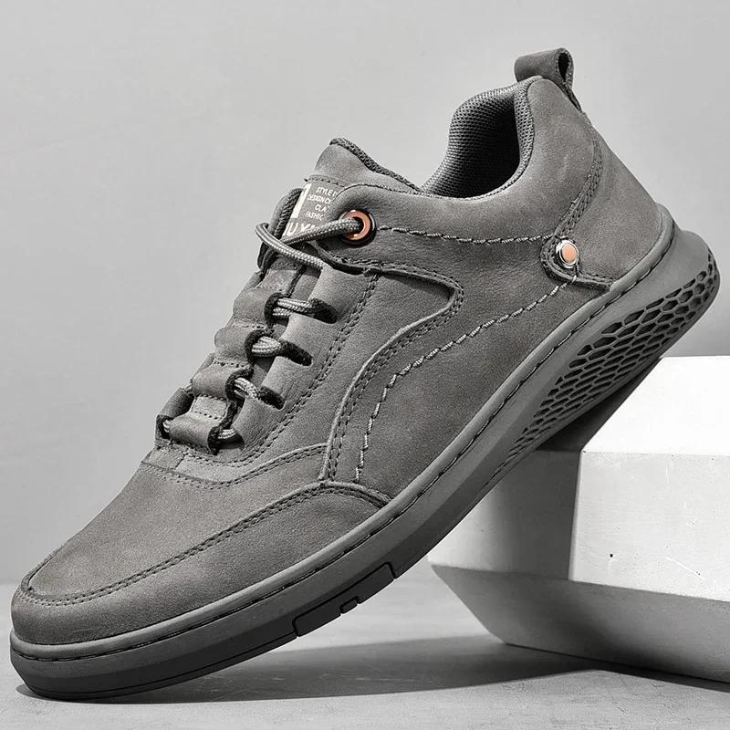 2025Męskie buty ze skóry naturalnej sznurowane Trend Wygodne buty męskie outdoor Moda brytyjska Męskie sneakersy typu high top Mokasyny męskie