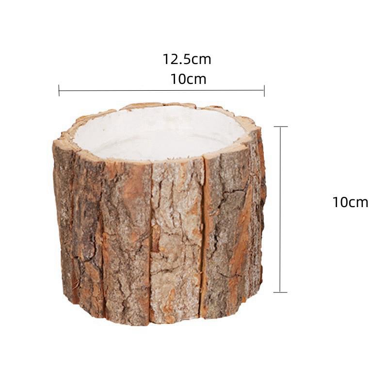 

[1 шт. Круглый кашпо в стиле ар-деко] Кашпо в виде деревянного пня в стиле ар-деко - Круглый легкий настольный цветочный горшок для дома и улицы
