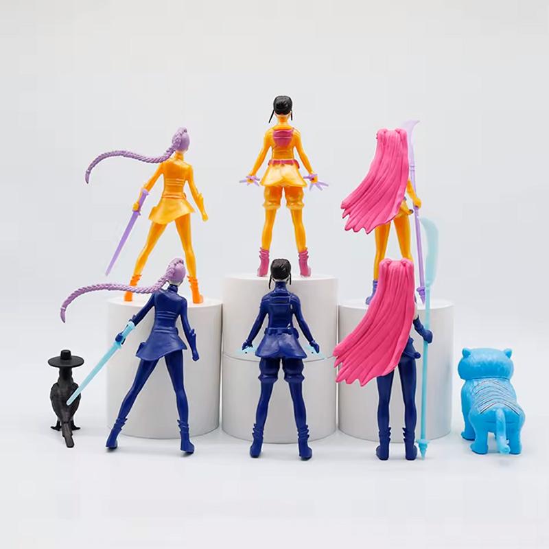 8pcs/Set Anime Kpop Demon Hunters Action Figure Toy Derpys Tiger Rumi Mira Zoey Sussy Figurine Doll For Kid Fans Gift Ornament